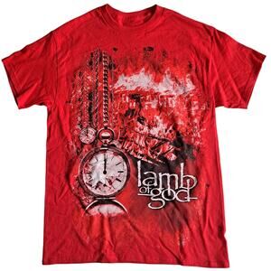 Lamb Of God Self Titled Album Cover Graphic T-Shirt Metal Band Red Men's Size M